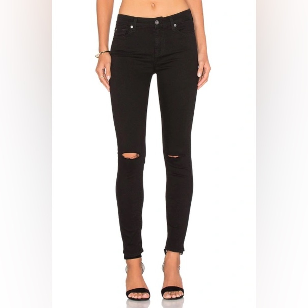 NWT 7 for All Mankind b(air) denim - the ankle skinny size 24. (SlitHoles/black)